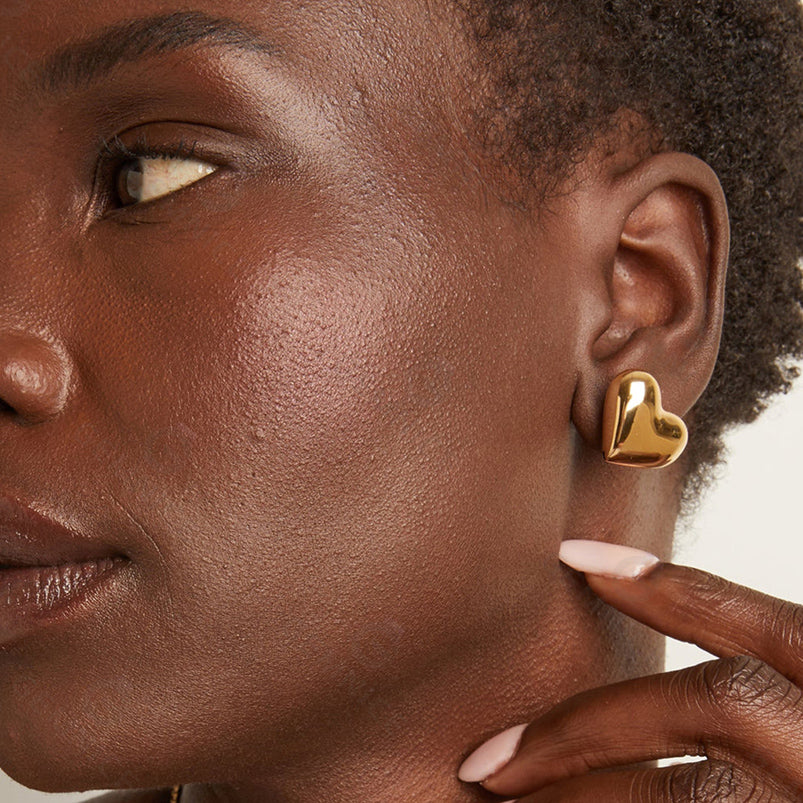 Pillow Heart Stud Earrings