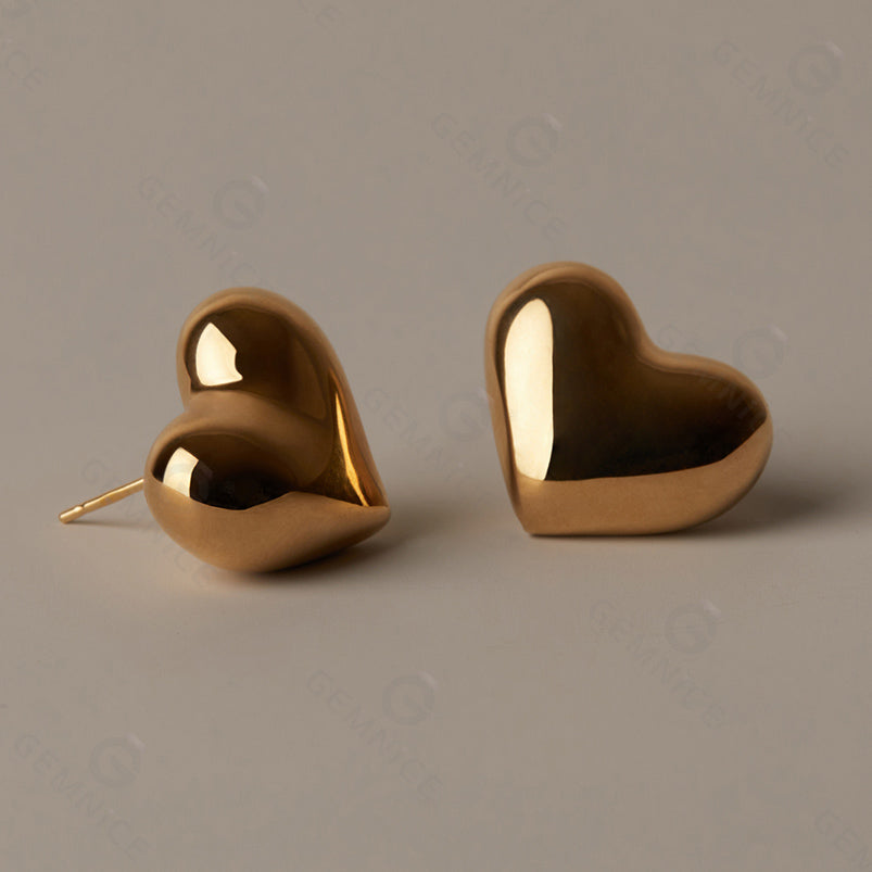 Pillow Heart Stud Earrings