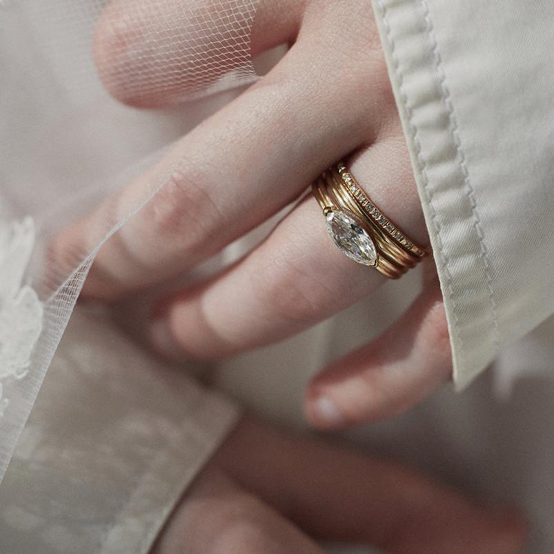 Stacked Stone Zircon Band Ring
